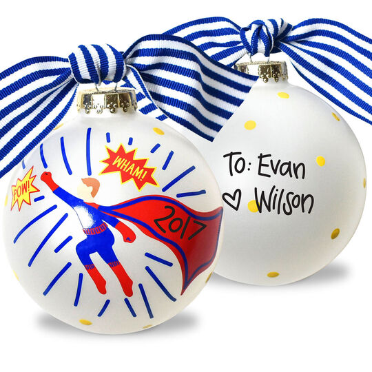 Super Boy Glass Christmas Ornament